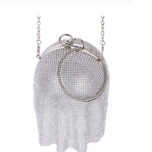 Rhinestone Mesh Ball Evening Clutch Bag